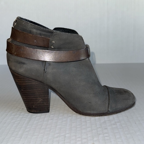 Rag & Bone Harrow Gray With Brown Strap Leather Bootie - Picture 3 of 9
